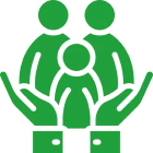 Green family symbol with hands
