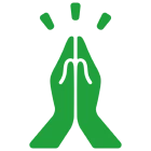 Minimalist green hands in prayer position.